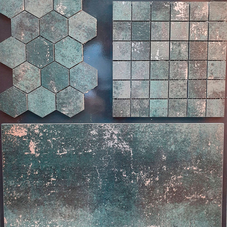 Mosaik Klinker Metalic Grön Halvpolerad 30x30 (5x5) cm-1